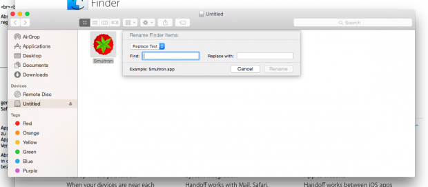 Umbenennen im Finder (Screenshot: Golem.de)